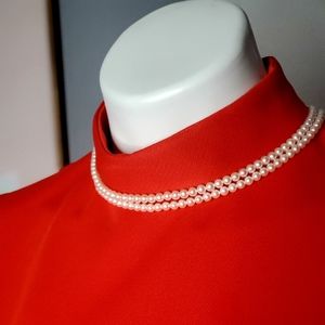 14k Gold Double Strand Vintage Pearl Necklace